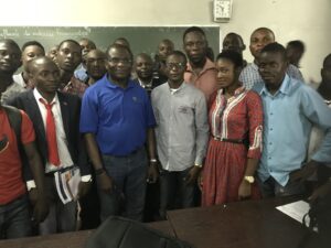 Engineering students with Omekanda Avoki in Kinshasa, DRC
